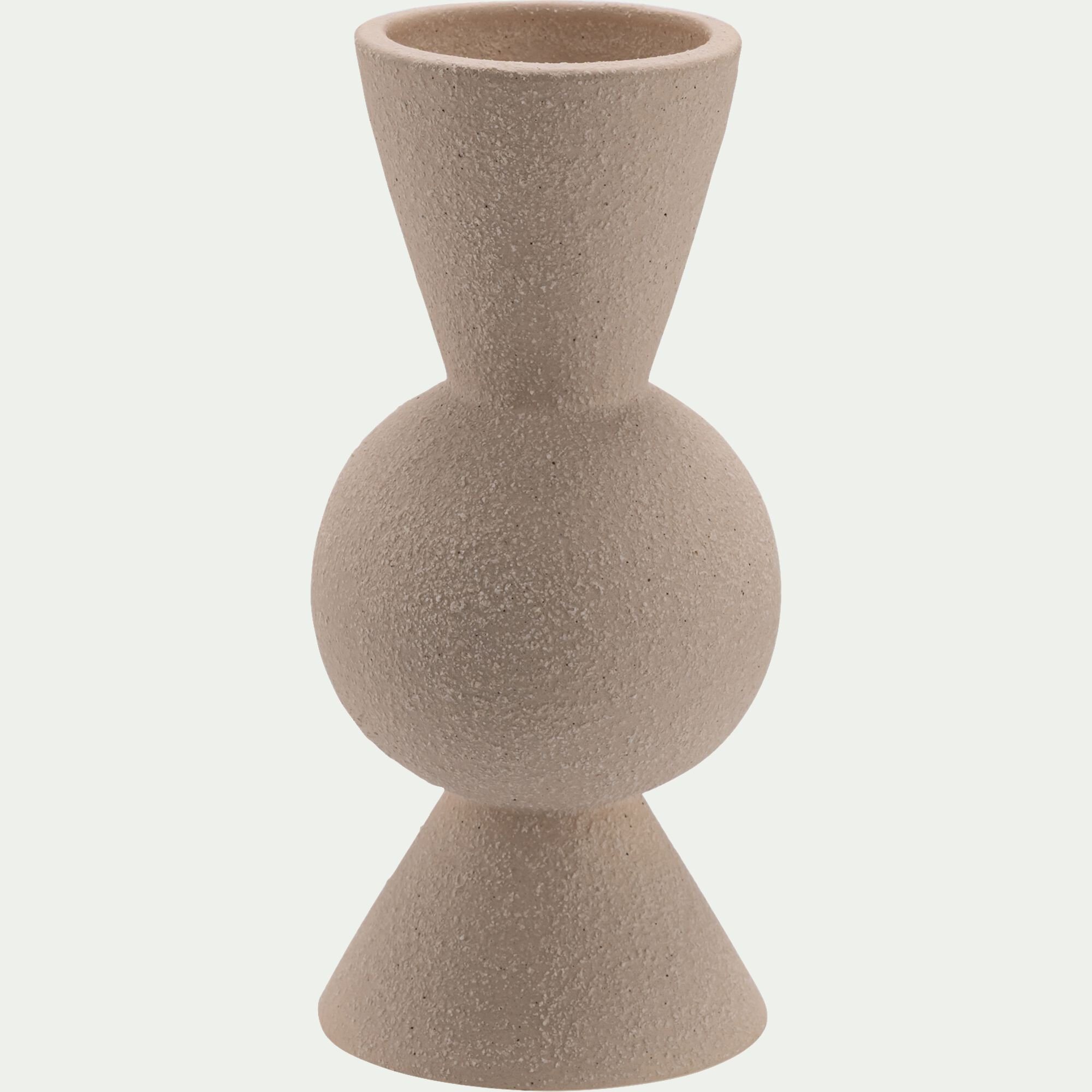 PRAMA - Vase contemporain en faïence H22cm - beige