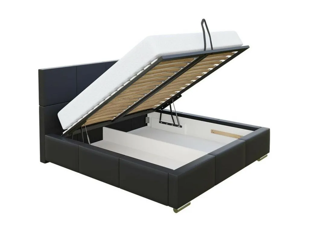 Cama Cosinor 122, doble, blanco, 180x200, cuero ecológico, somieres, 198x222x92cm kuw1703507