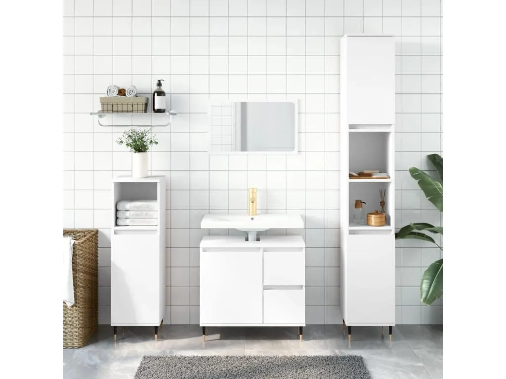 Armario de baño Francomuebleses contrachapada blanco 65x33x60 cm