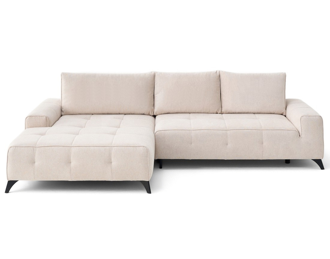 Sofá de esquina izquierdo convertible, 4 plazas en tela texturizada color beige uz0092i0