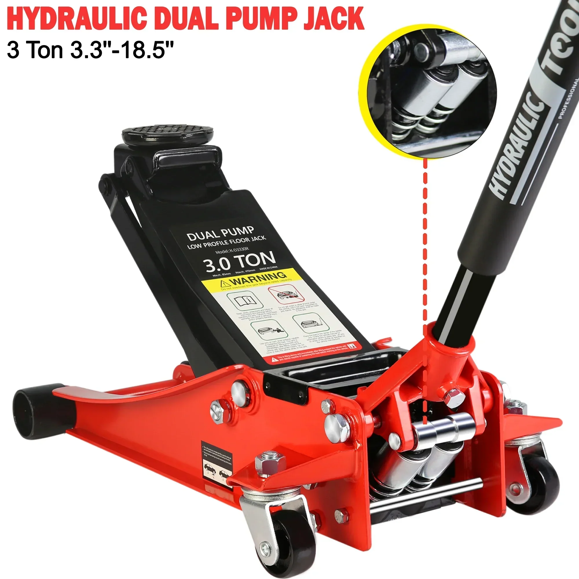 Seizeen Low Profile 3 Ton 6600 lbs Trolley Jack With Dual Lift Pump - Red Seizeen Low Profile 3 Ton 6600 lbs Trolley Jack With Dual Lift Pump - Red