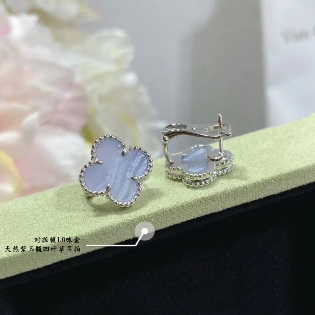 VCA Fog Purple Clover Earrings - Original Replica Club