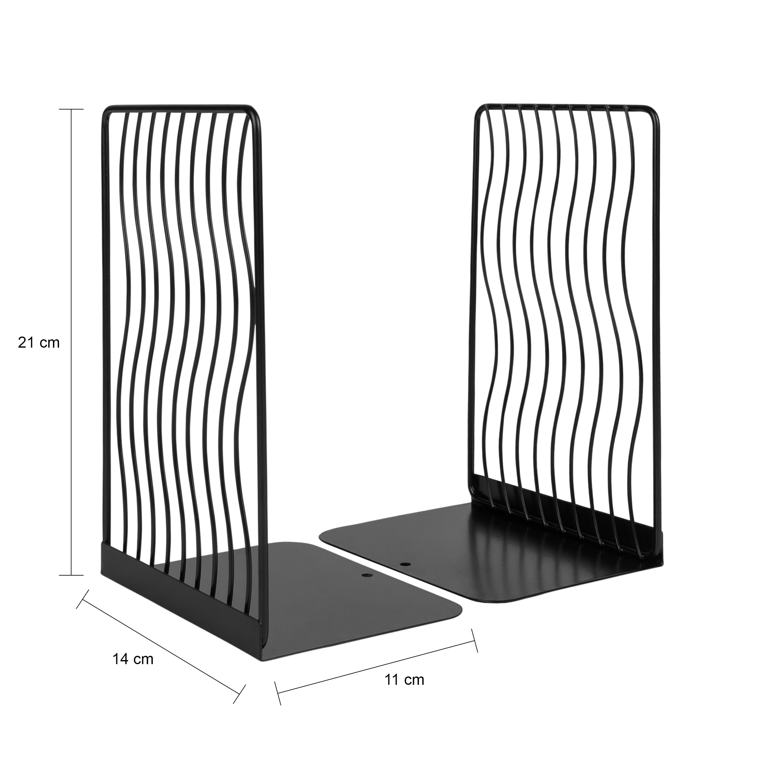 QUVIO Boekenstandaard golvend metaal 1 paar- Zwart