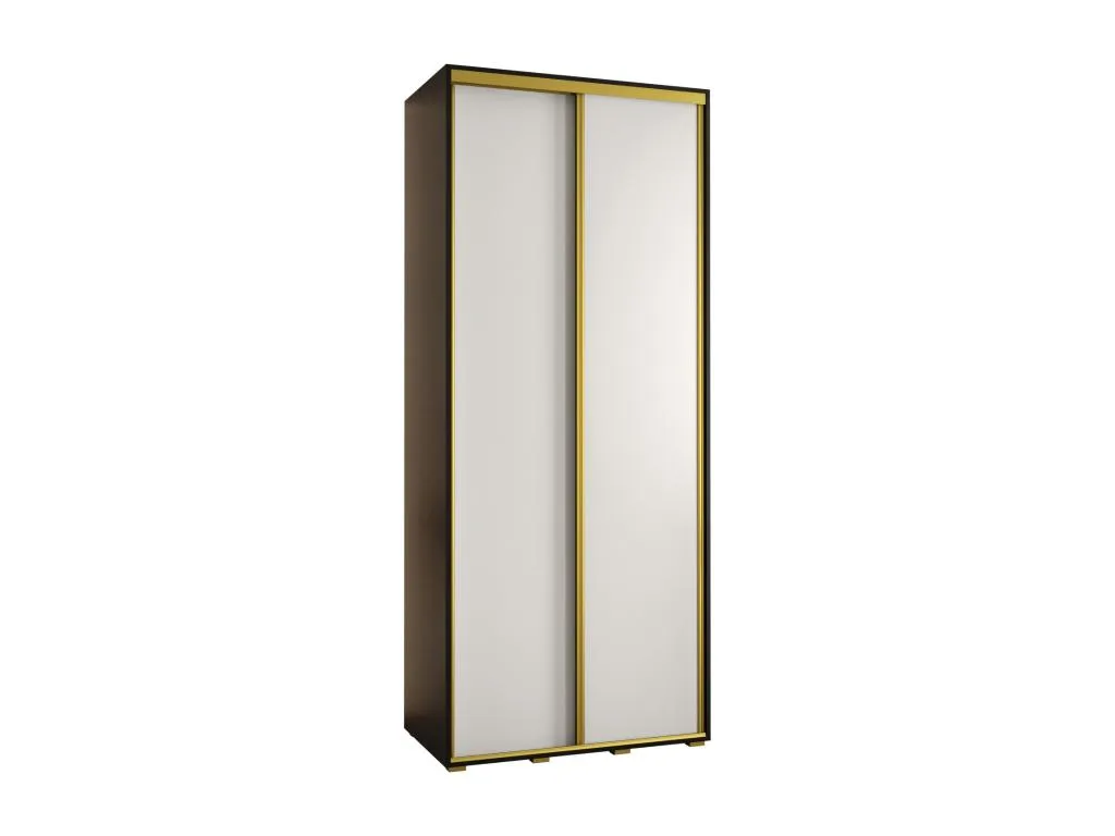 Armario Davos 3 corredero sencillo 235,2x100x60 cm 2 puertas negro/blanco/oro ahn2866112