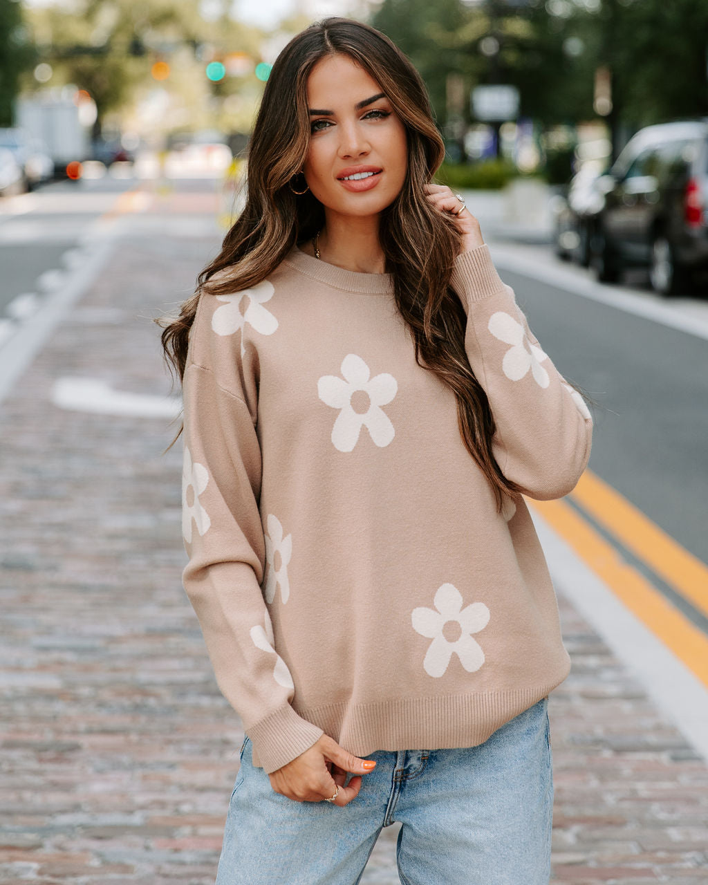 Pushing Daisies Knit Pullover Sweater - Se7enfashion