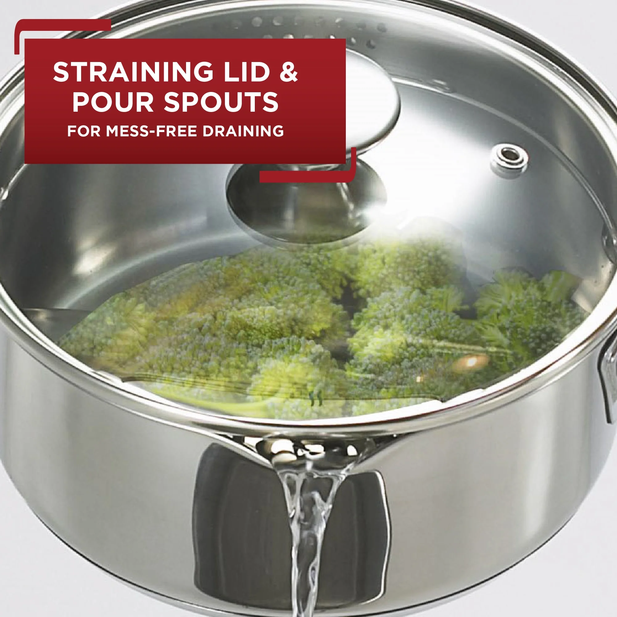 T-fal Cook & Strain Stainless Steel Cookware Set, 14 piece Set - Image 5