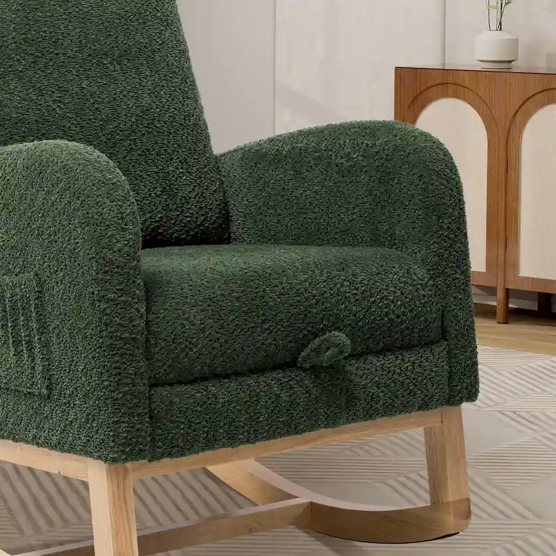 Ergonomic High Back Rocking Chair with Adjustable Footrest