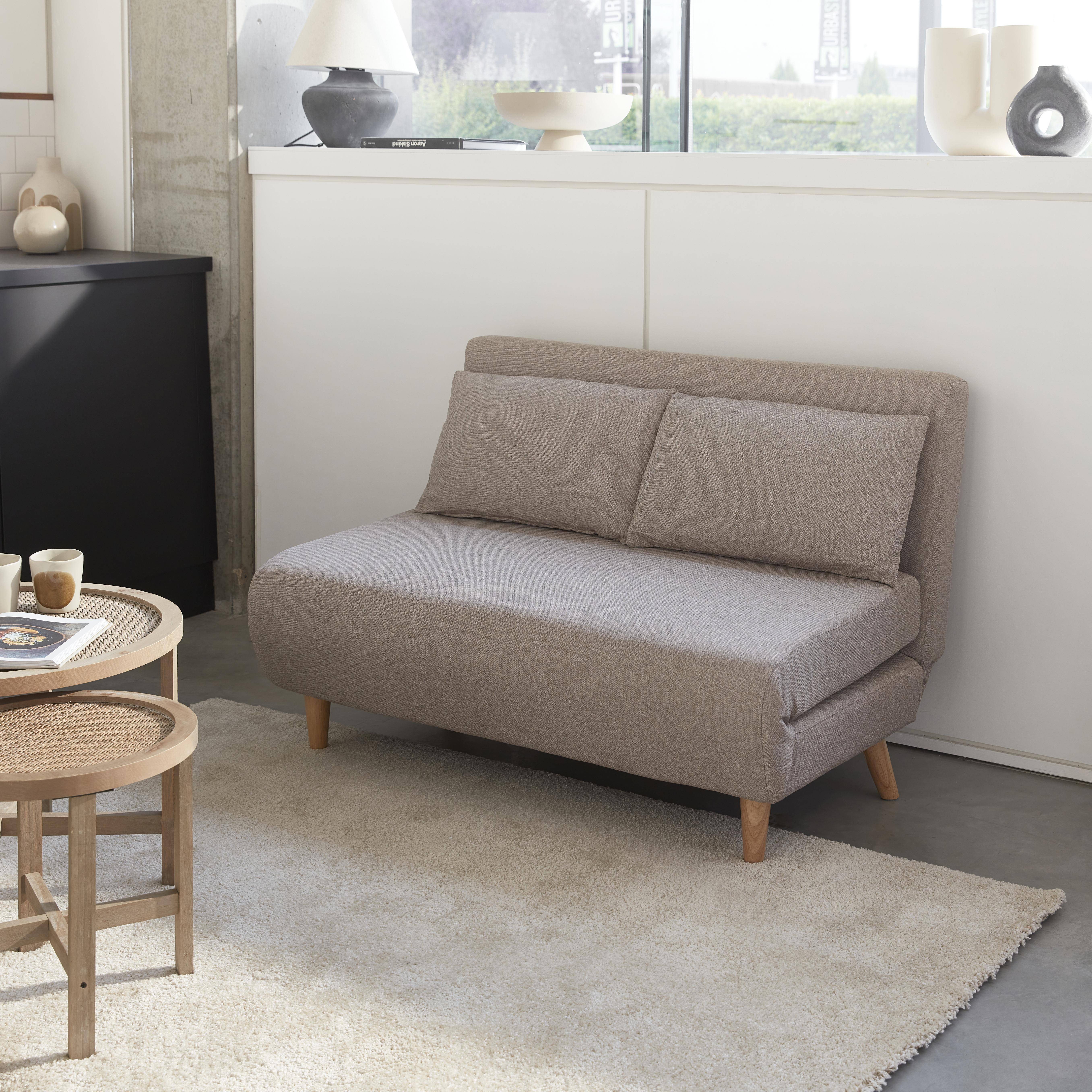 Guesta - Sofá cama de con patas de madera, 2 plazas