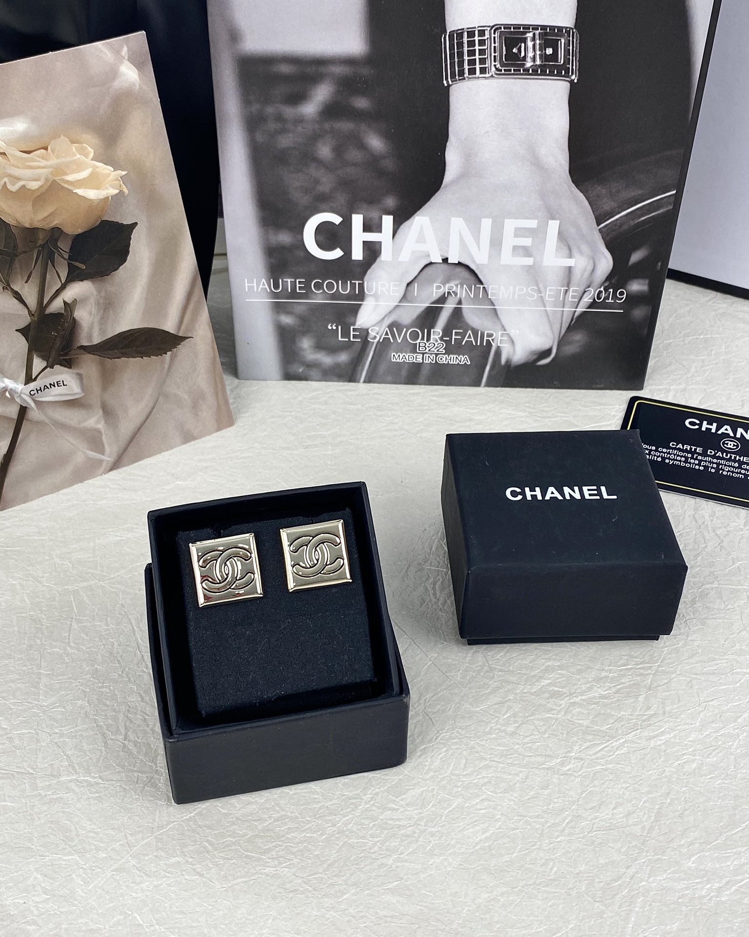 Chanel Square Pearl Stud Earrings - Original Replica Club