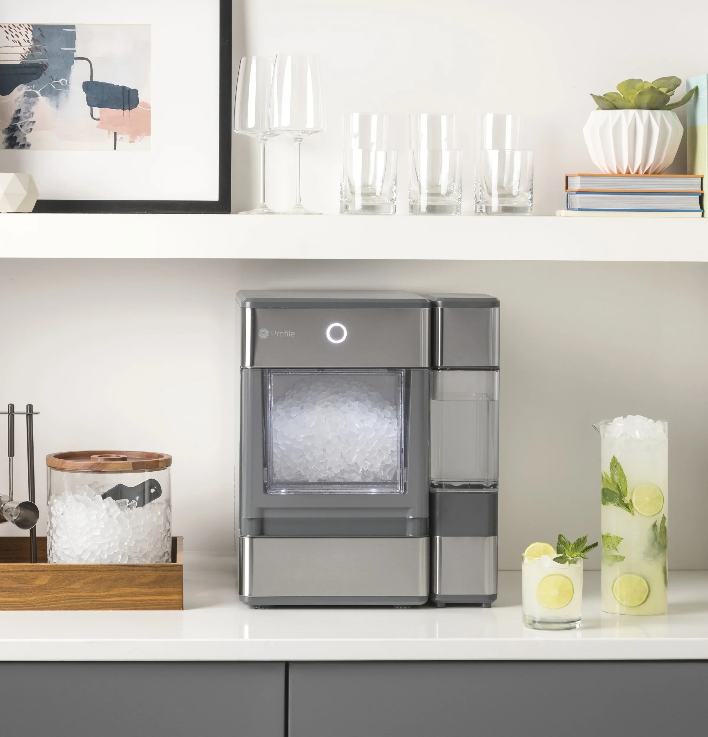 GE Profile? Opal? Nugget Ice Maker + Side Tank, Countertop Icemaker, Stainless Steel, 33lbs Daily Ice Production