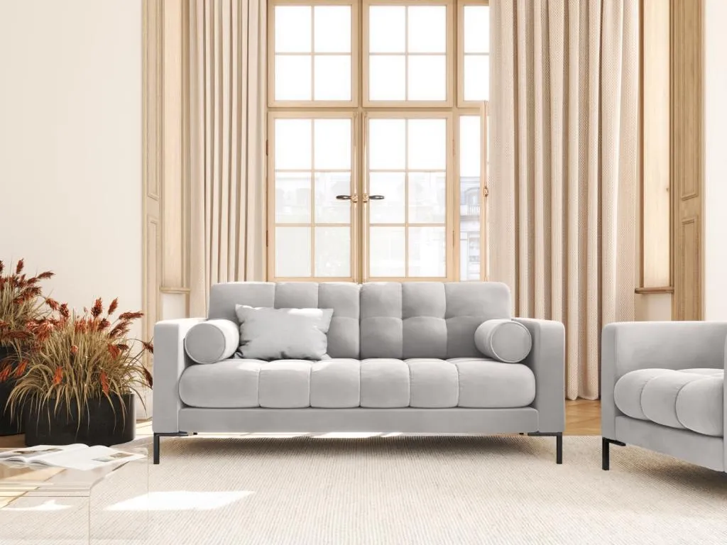 Andreuworldcasa - Sofá Andreuworldcasa 2 plazas de terciopelo plata - 152x92x75cm