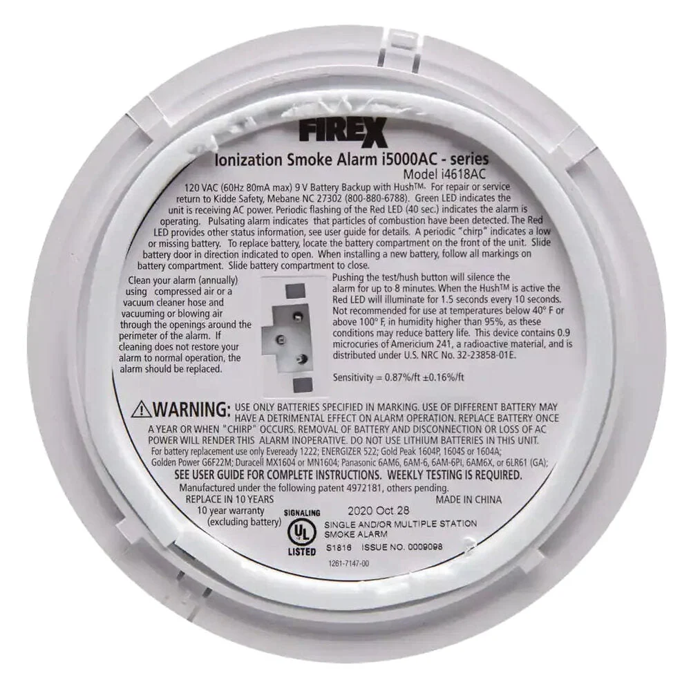 Kidde Firex Hardwired Ionization Smoke Detectors With Battery Backup, 4-Pack - i4618 - Image 4 Kidde Firex Hardwired Ionization Smoke Detectors With Battery Backup, 4-Pack - i4618 - Image 4