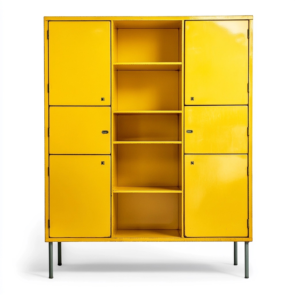 Armario organizador multifuncional de metal para salón y oficina con puertas y estantes color amarillo 180x120x40 cm NY9265722