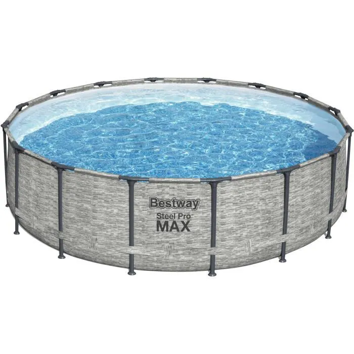 WAYFAIR Kit Piscine Hors Sol Tubulaire BESTWAY - Steel Pro Max? - 488 X 122 Cm - Ronde (Livr"E Avec Pompe De Filtration, "Chelle Et Bache)