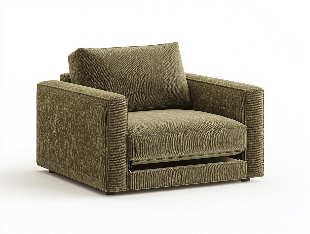 Sillón tipo sofá individual verde con cojín suelto, 1 pieza, 100x85x65 cm