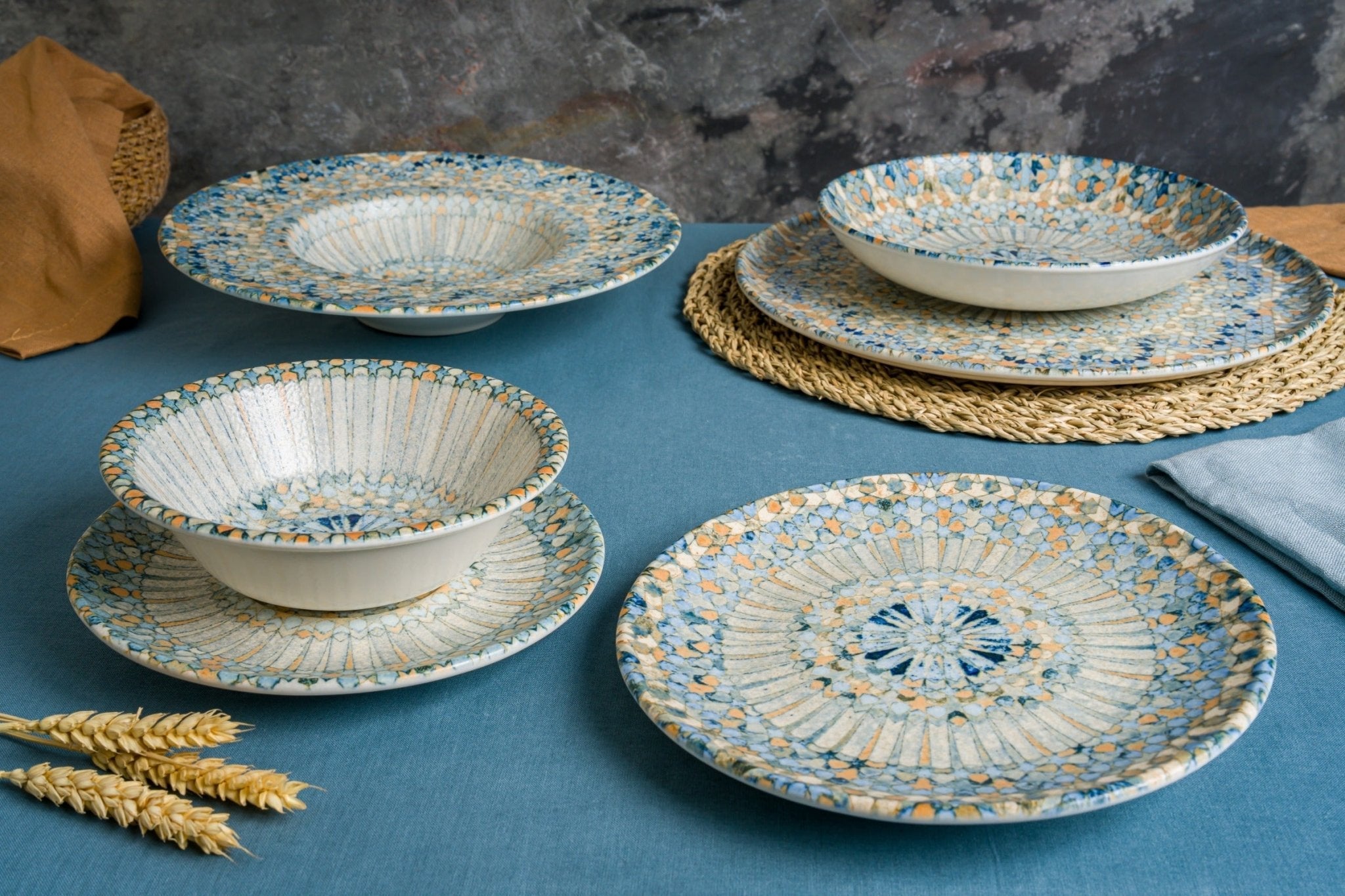 Bonna Pizzabord - Luca Mosaic - Porselein - 32 cm - set van 2