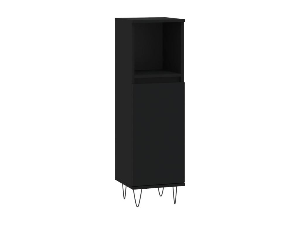 Armario de baño madera contrachapada negro 30x30x100 cm