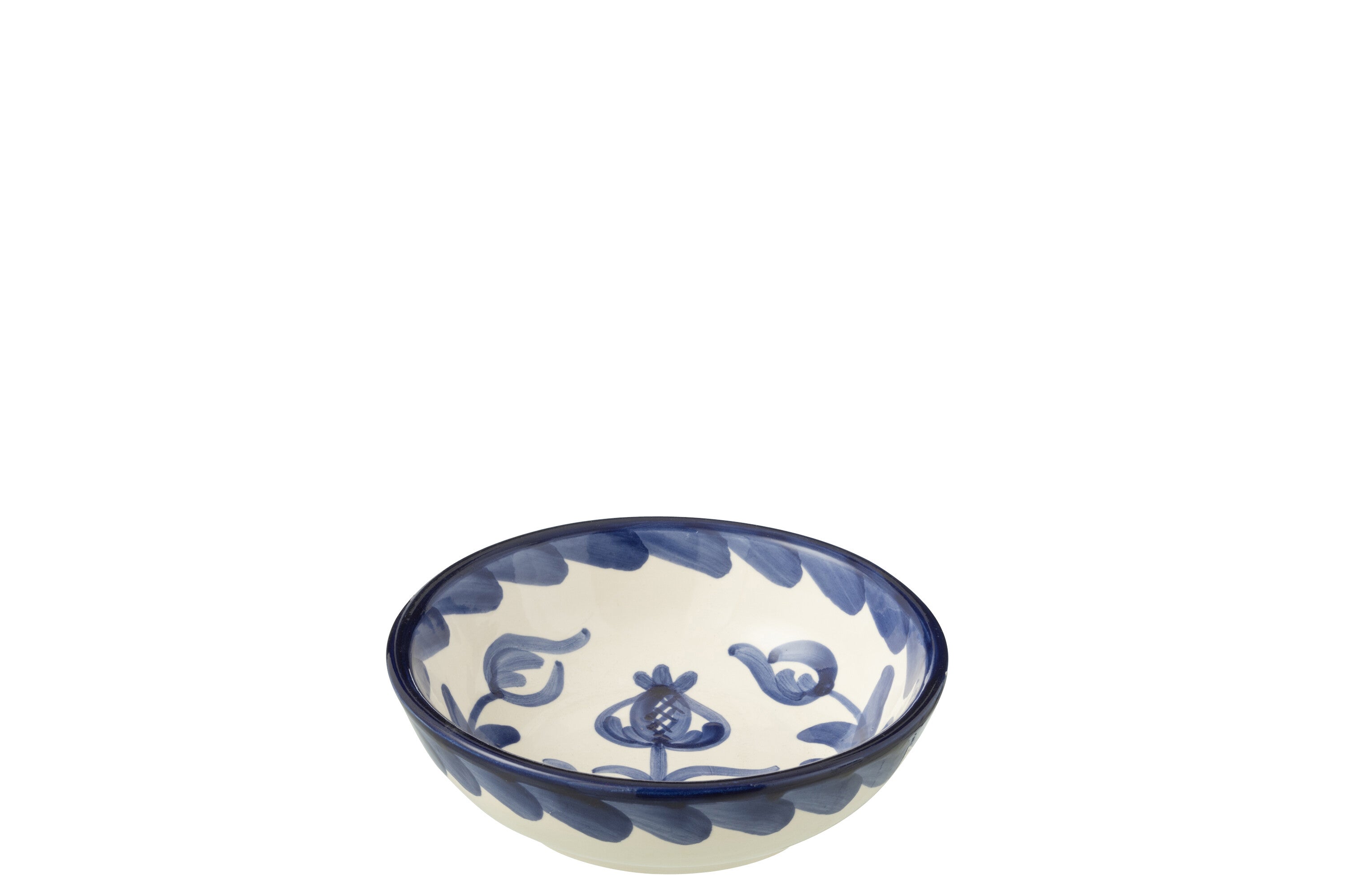 J-Line kom Granada Low - keramiek - wit blauw - small - Ø 14