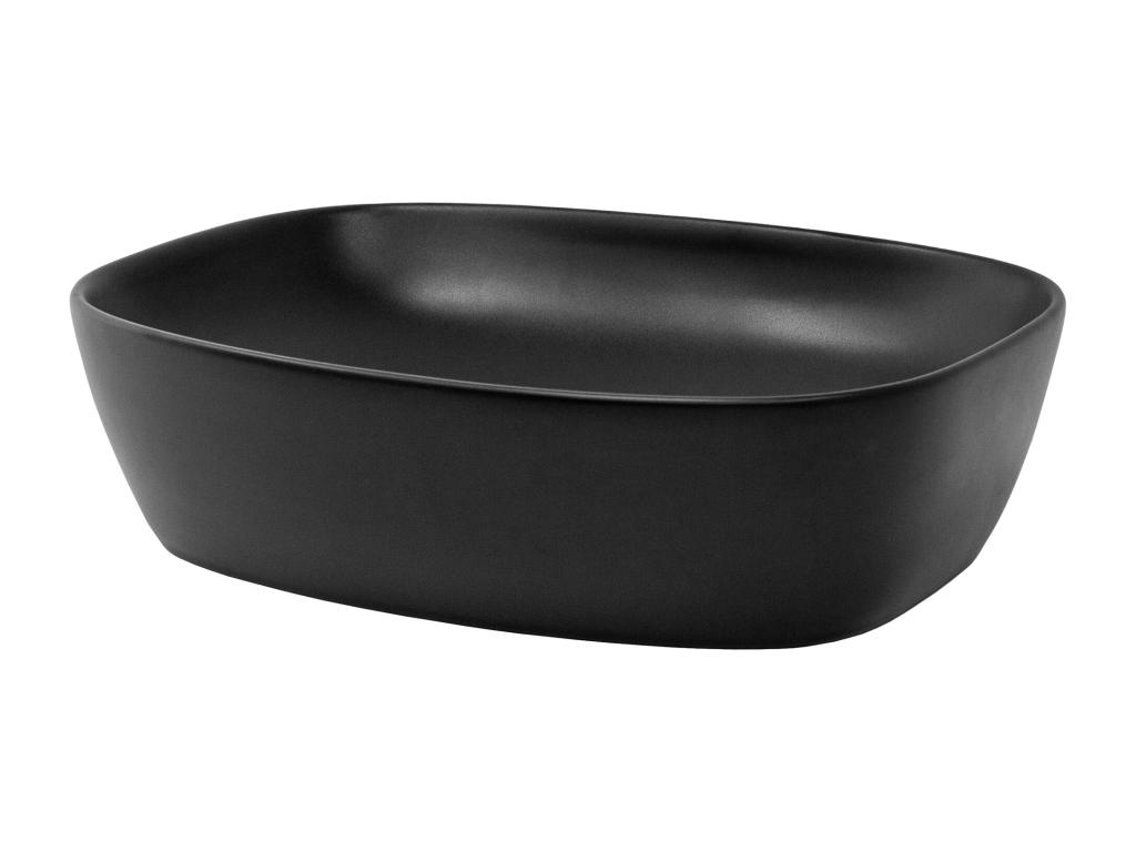 Lavabo negro encimera cerámica juego de desagüe sin rebosadero 505x385x140 mm