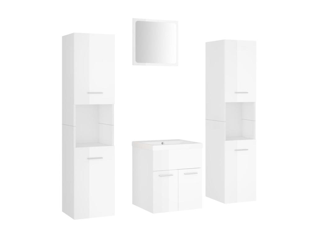 Conjunto de muebles de baño Aglomerado blanco brillo