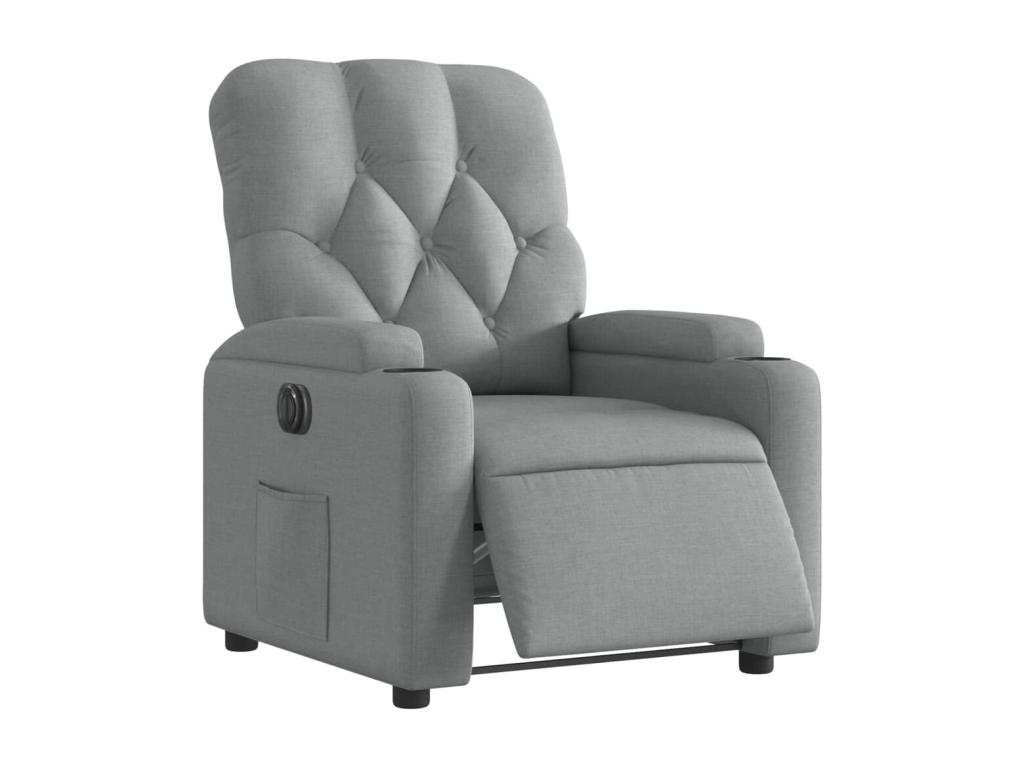 Sillón reclinable eléctrico tela gris claro