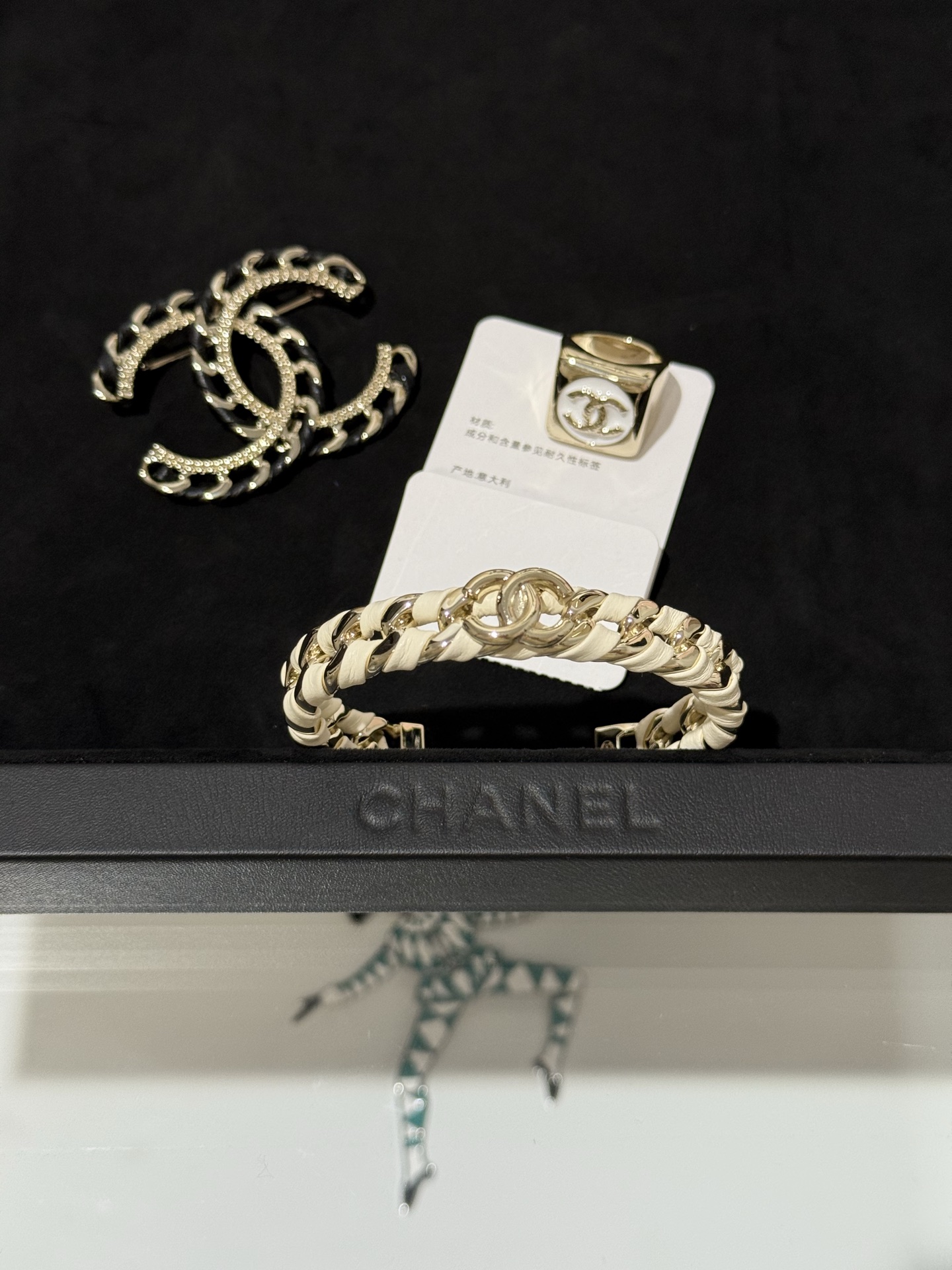 Chanel 26C Leather with Chain Bracelet Cuff Bangle - Original Replica Club