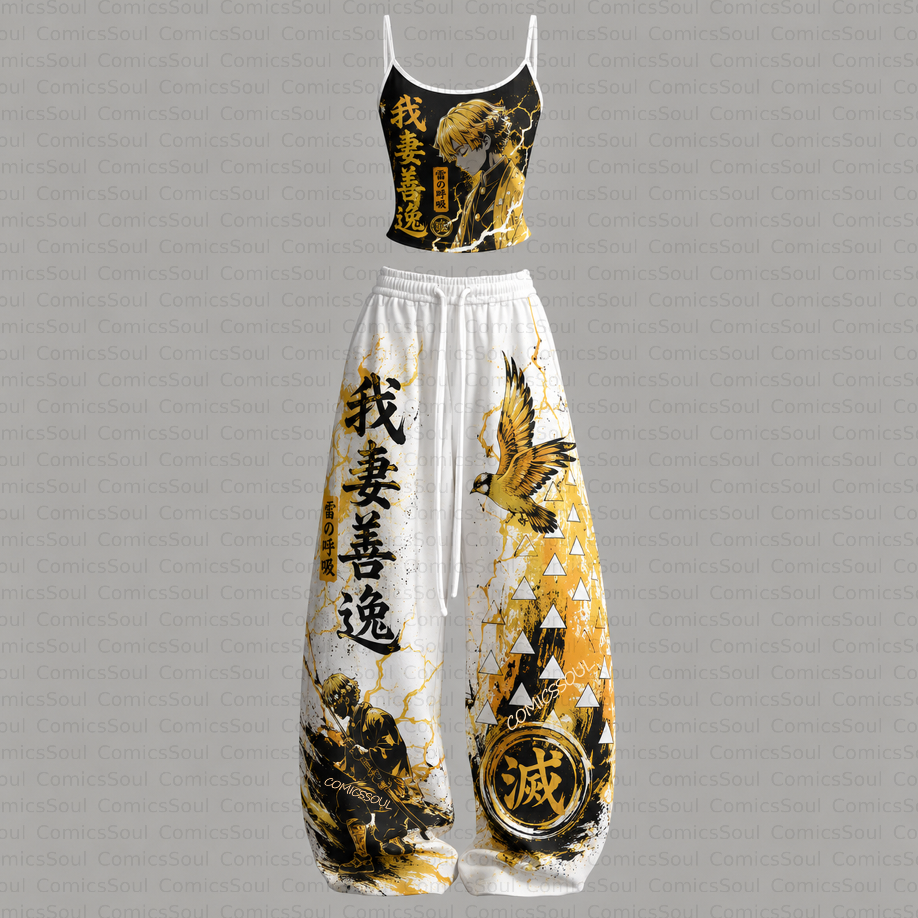 Demon Slayer Top & Elasticated Trousers Two-Piece Set