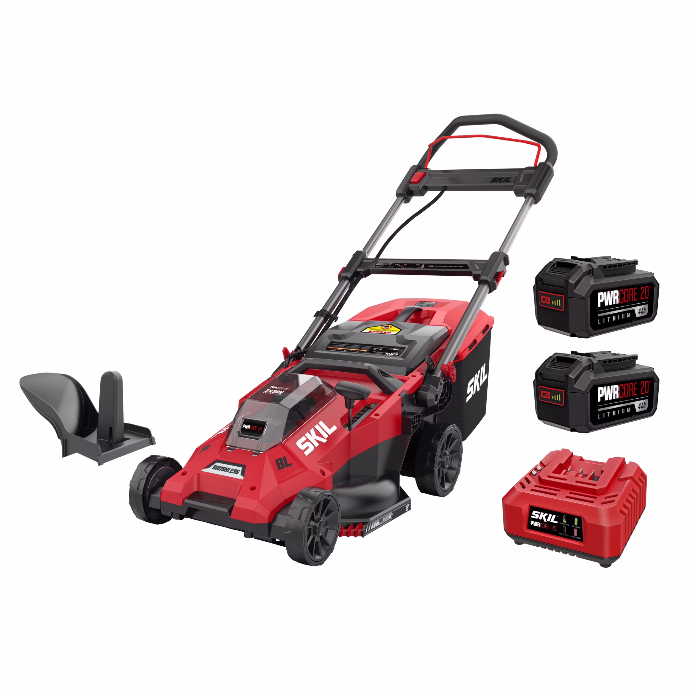 SKIL PWR CORE 20V 18 - Inch Push Mower, Push - Button Start and Height Adjust, (2) 4.0ah Batteries and Charger