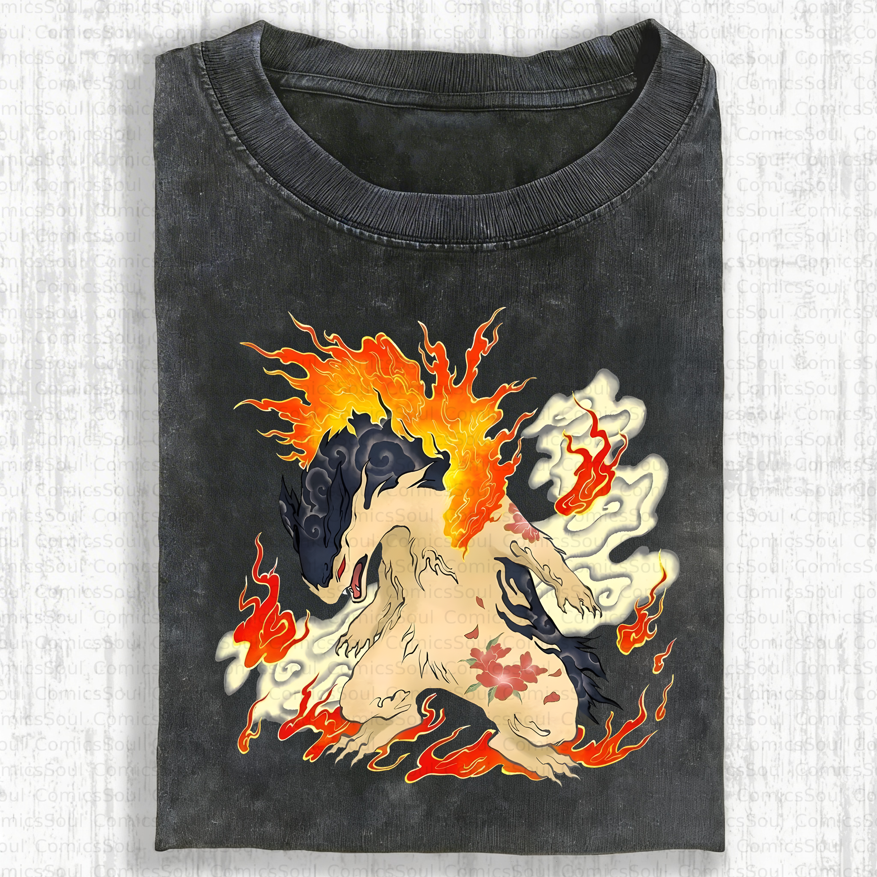 Unisex Anime Inspired Vintage Washed T-Shirt