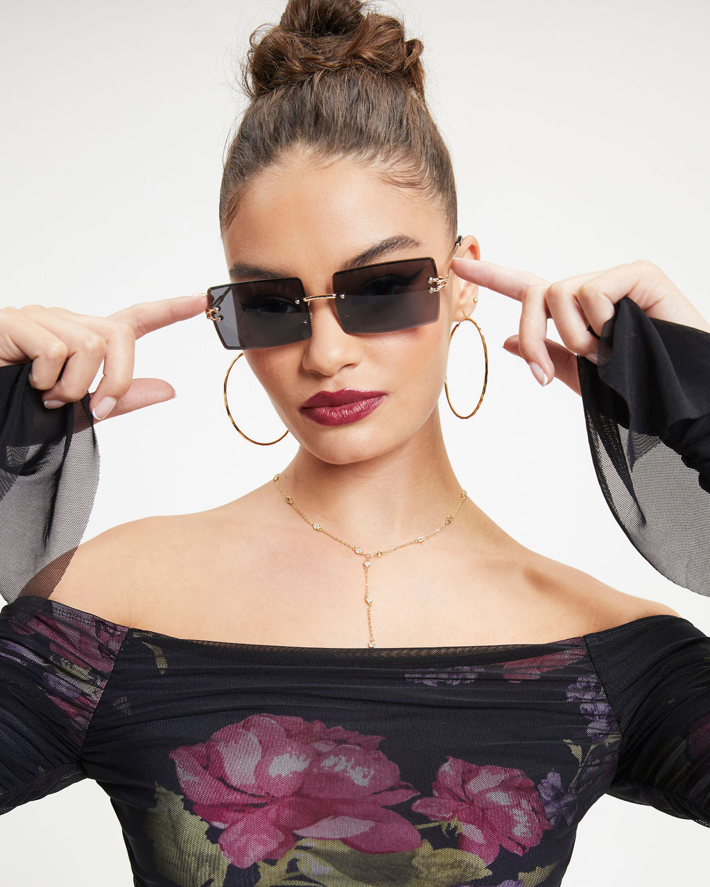 Keep A Secret Sheer Floral Off The Shoulder Top - Black - Se7enfashion