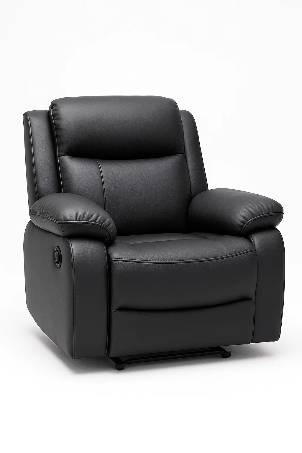 Sillón relax de piel negra con mecanismo reclinable