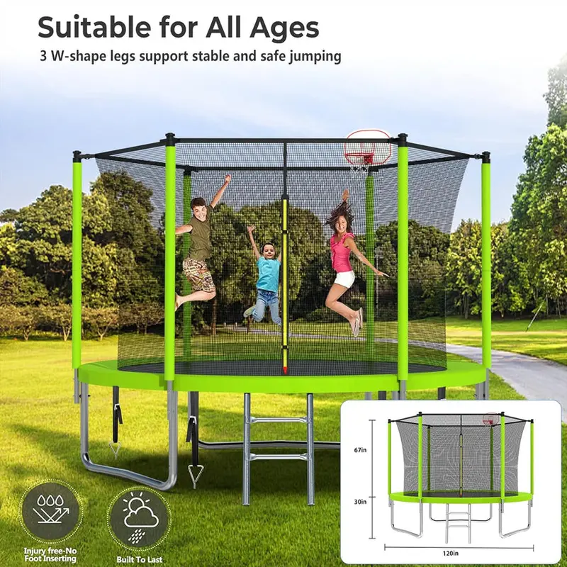 Trampoline With Enclosure Net And Adjustable Basketball Hoop - 8ft, 10ft, 12ft, 14ft, 15ft, 16ft - Image 8 Trampoline With Enclosure Net And Adjustable Basketball Hoop - 8ft, 10ft, 12ft, 14ft, 15ft, 16ft - Image 8