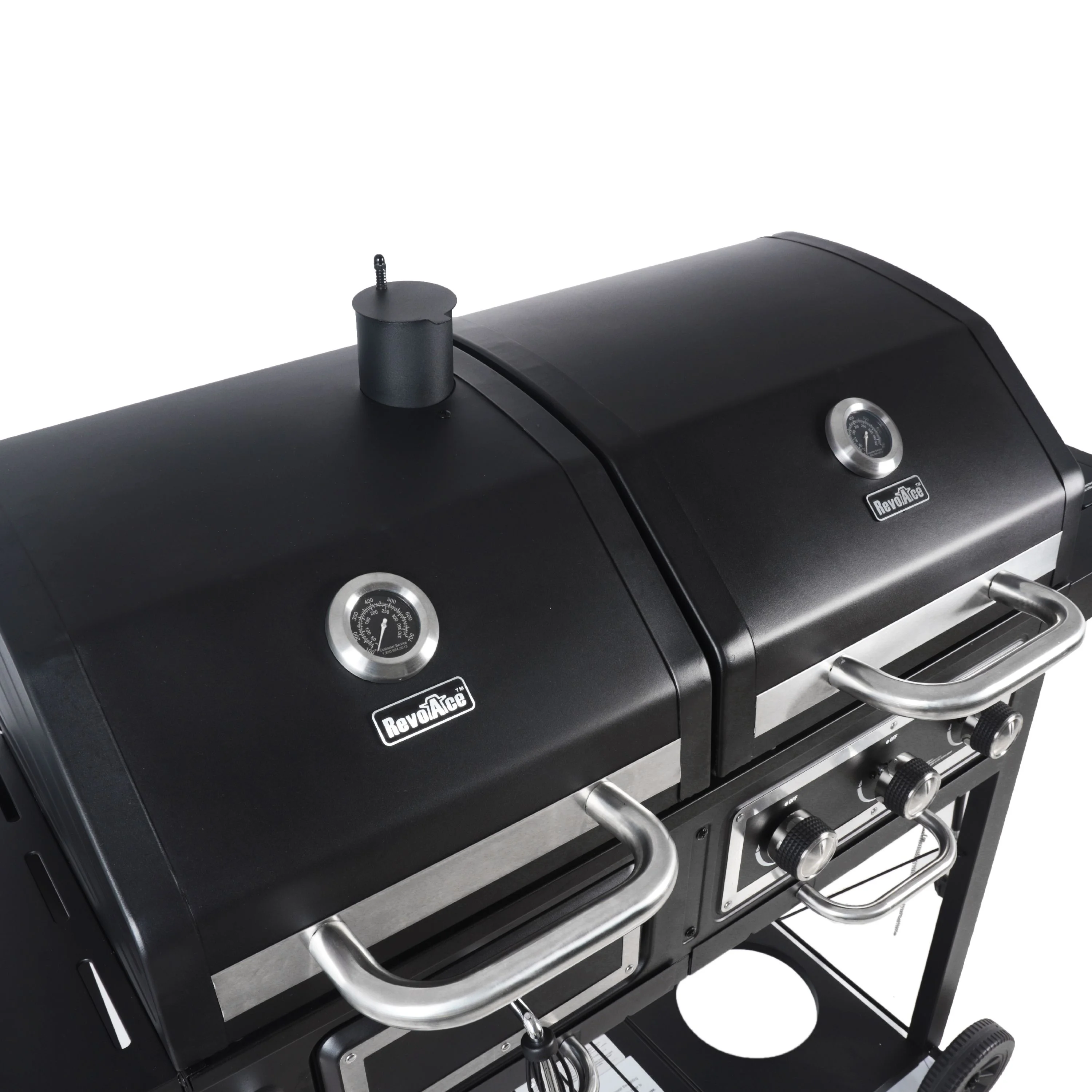 Dual Fuel Gas & Charcoal Combo Grill, Black with Stainless - Image 7
