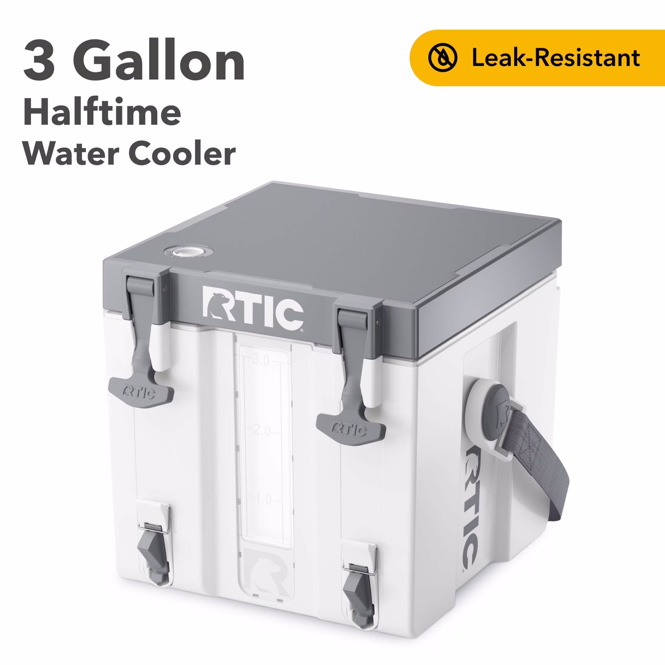 RTIC Halftime Water Cooler, 3 Gallon Hard - Sided Water Cooler, White(Dark Grey Cool Grey)