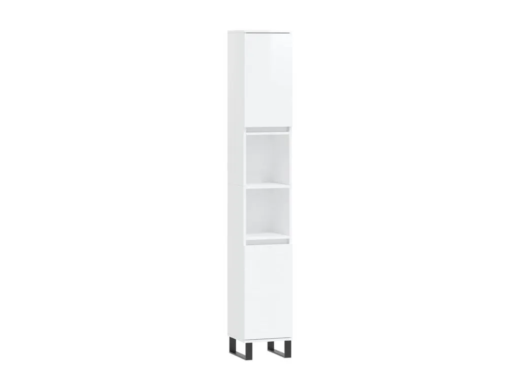 Armario de baño Jmmhogar contrachapada blanco brillo 30x30x190 cm