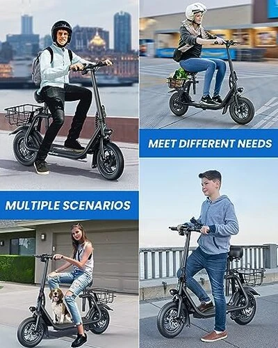 URBANMAX C1 Electric Scooter With Seat, 450W Motor, 22 Mile Range, 12 Inch Tires, Black - Image 5 URBANMAX C1 Electric Scooter With Seat, 450W Motor, 22 Mile Range, 12 Inch Tires, Black - Image 5