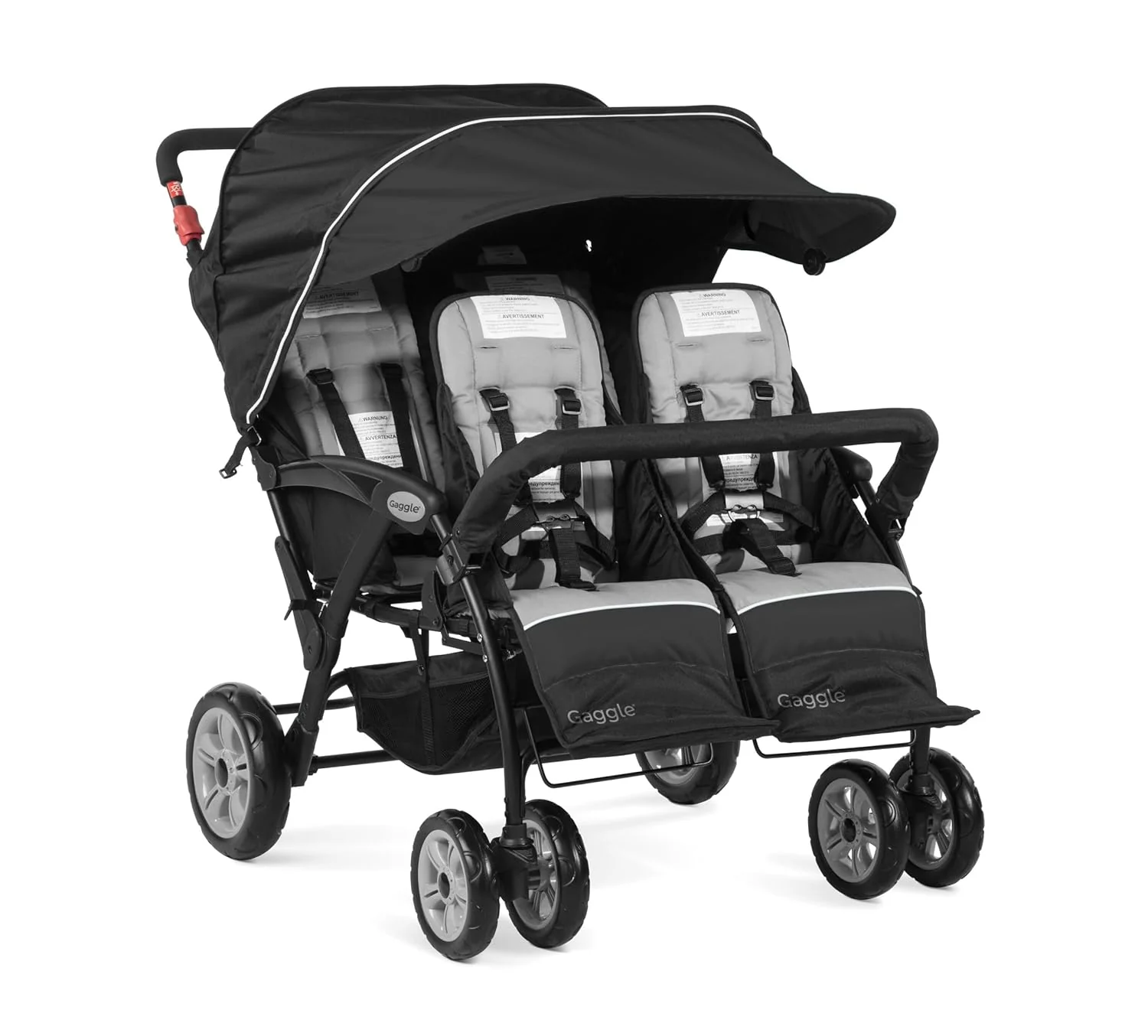 Compass Quad 4 Seat Stroller | 4-Seat Stroller for Daycare | Oversized UV Blocking Canopy | 5-Point Harness | Easy Loading | Storage Bucket | Teal