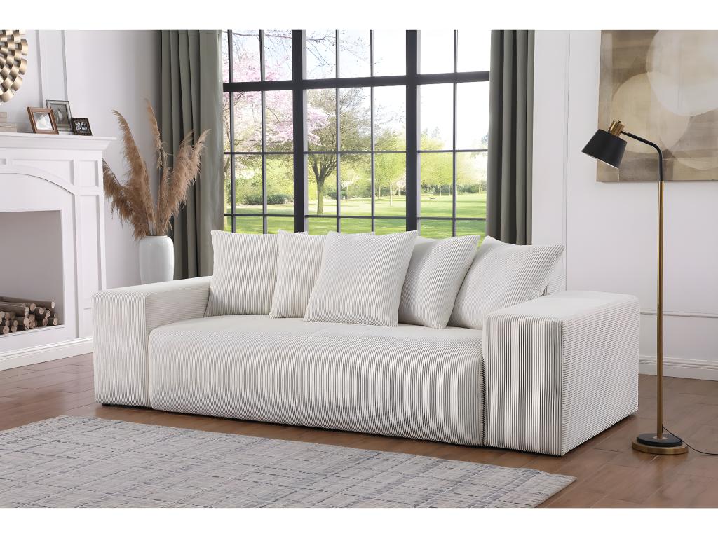Sofá fijo 3 plazas pana  - beige
