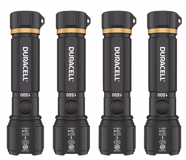 Duracell Hybrid Flashlight, 1500 Lumens, 4-count