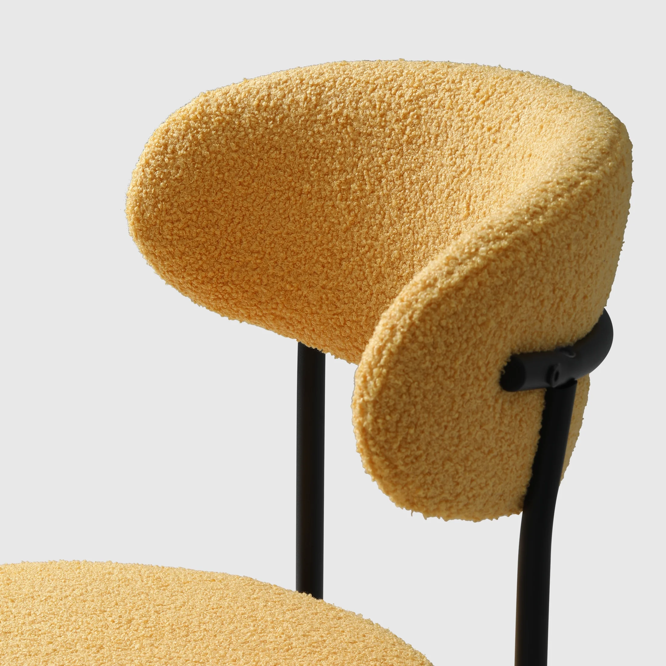 WestinTrends Alexandria Mid-Century Modern Upholstered Sherpa Round Dining Chairs (Set of 4), Sunset Gold - Image 9