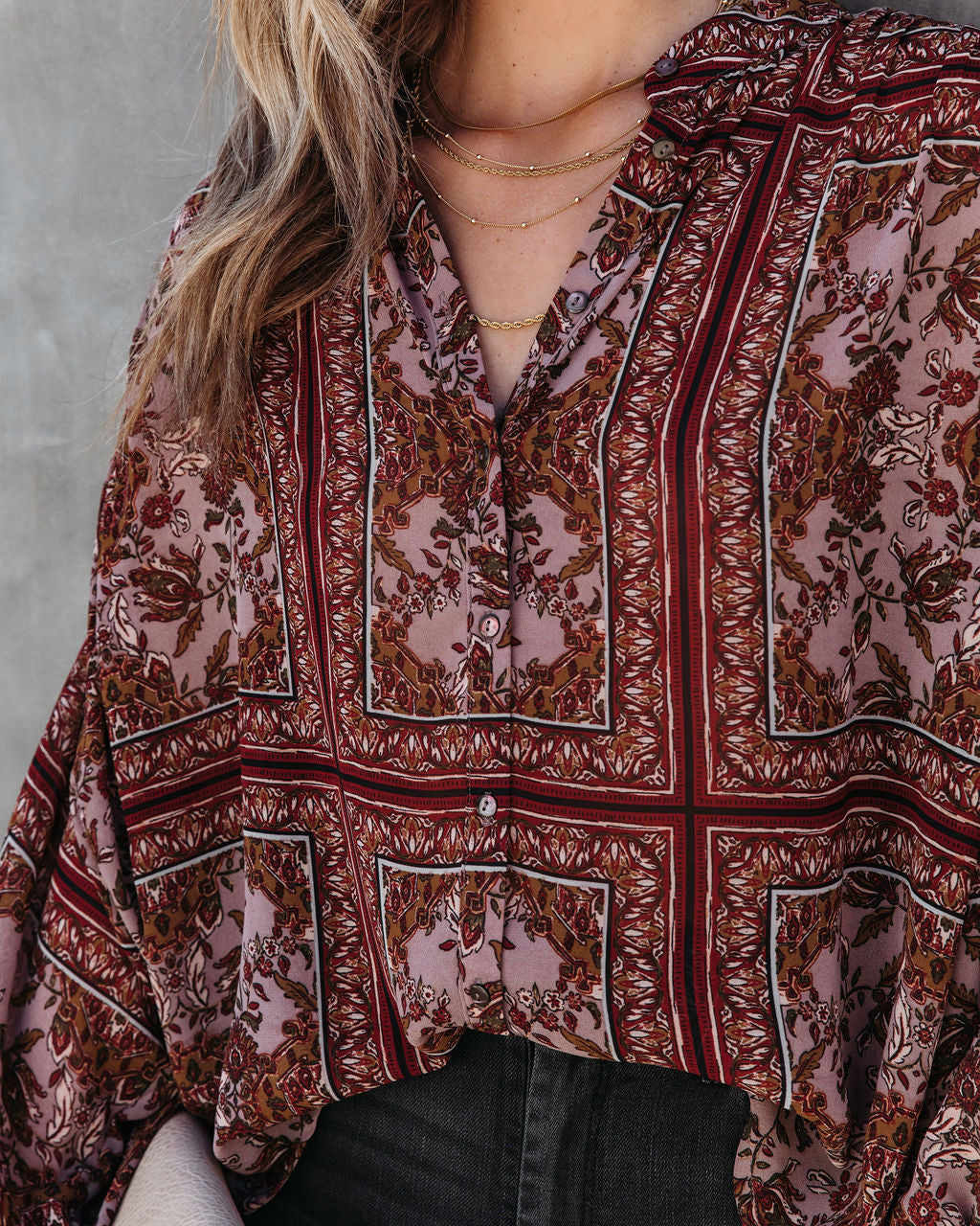Ever As Before Printed Dolman Sleeve Top - Se7enfashion