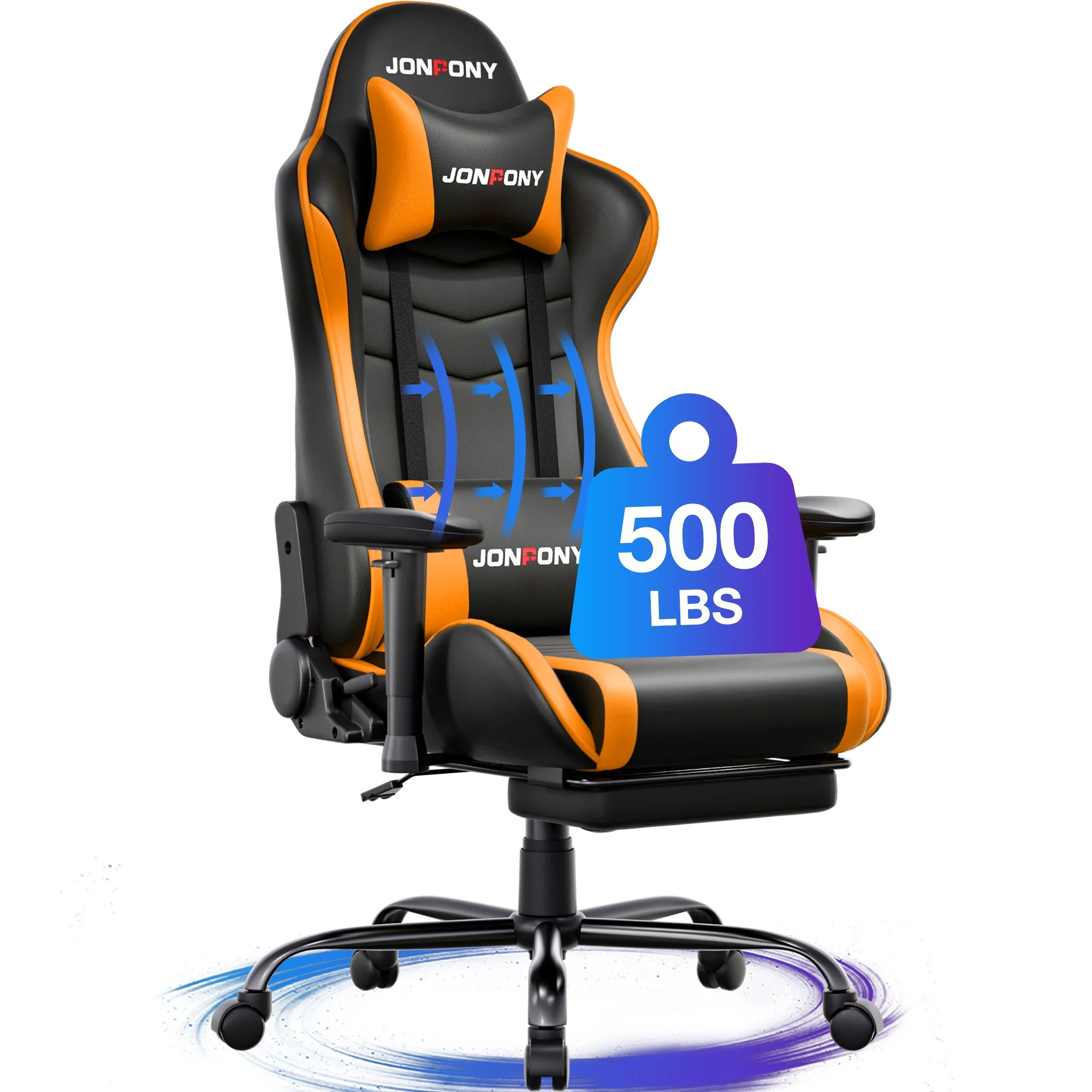 JONPONY Big and Tall 500LBS Gaming Chair, Ergonomic Design, Gamer Chair PU Leather with Footrest and Lumbar Support, High Back Office Chair Support 8 Hours Long Sitting, Computer Chair,Red - Image 35