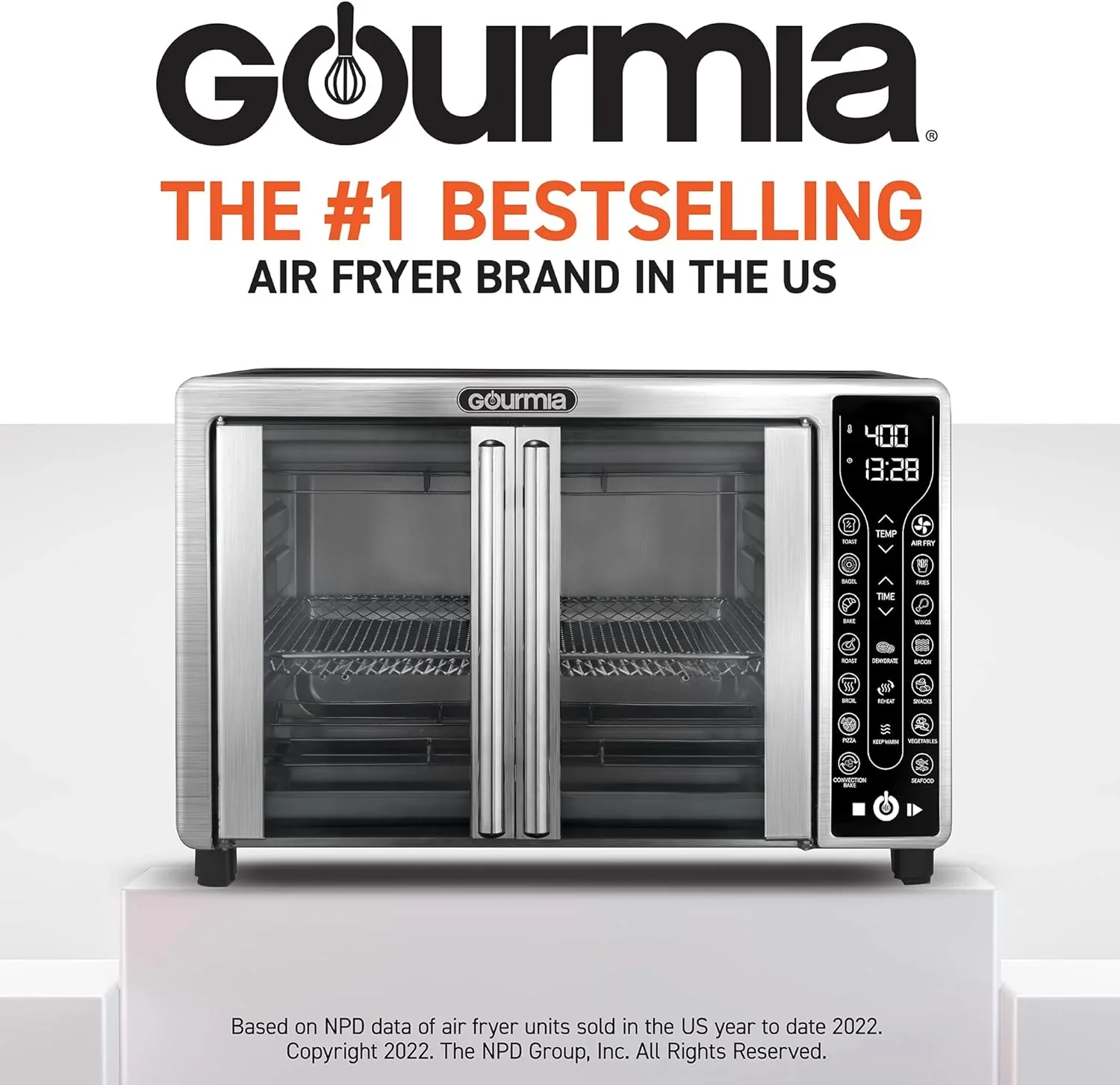 Gourmia Oven Air Fryer Combo with 17 Cooking Presets 24L Capacity Convection Rack