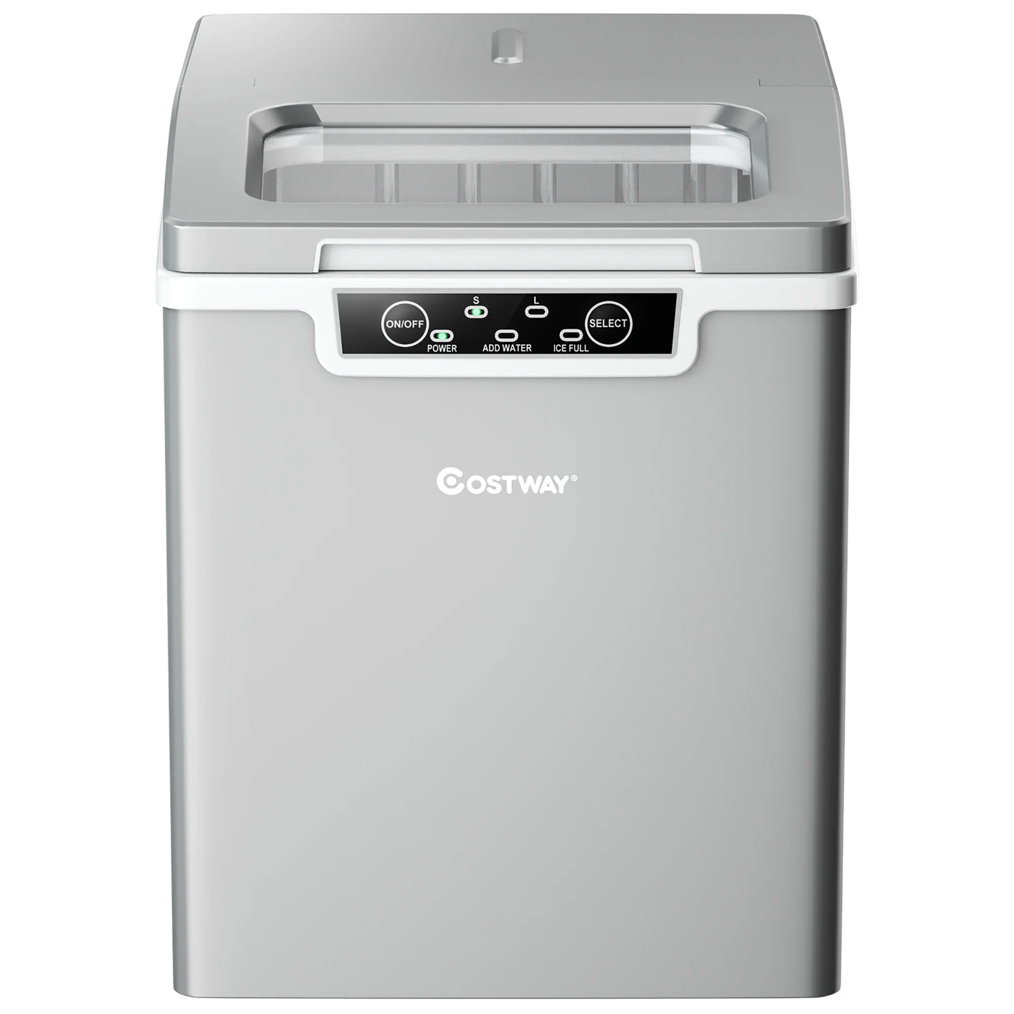 Costway Ice Maker Machine Countertop 26Lbs/24H Portable W/Scoop & Basket Silver