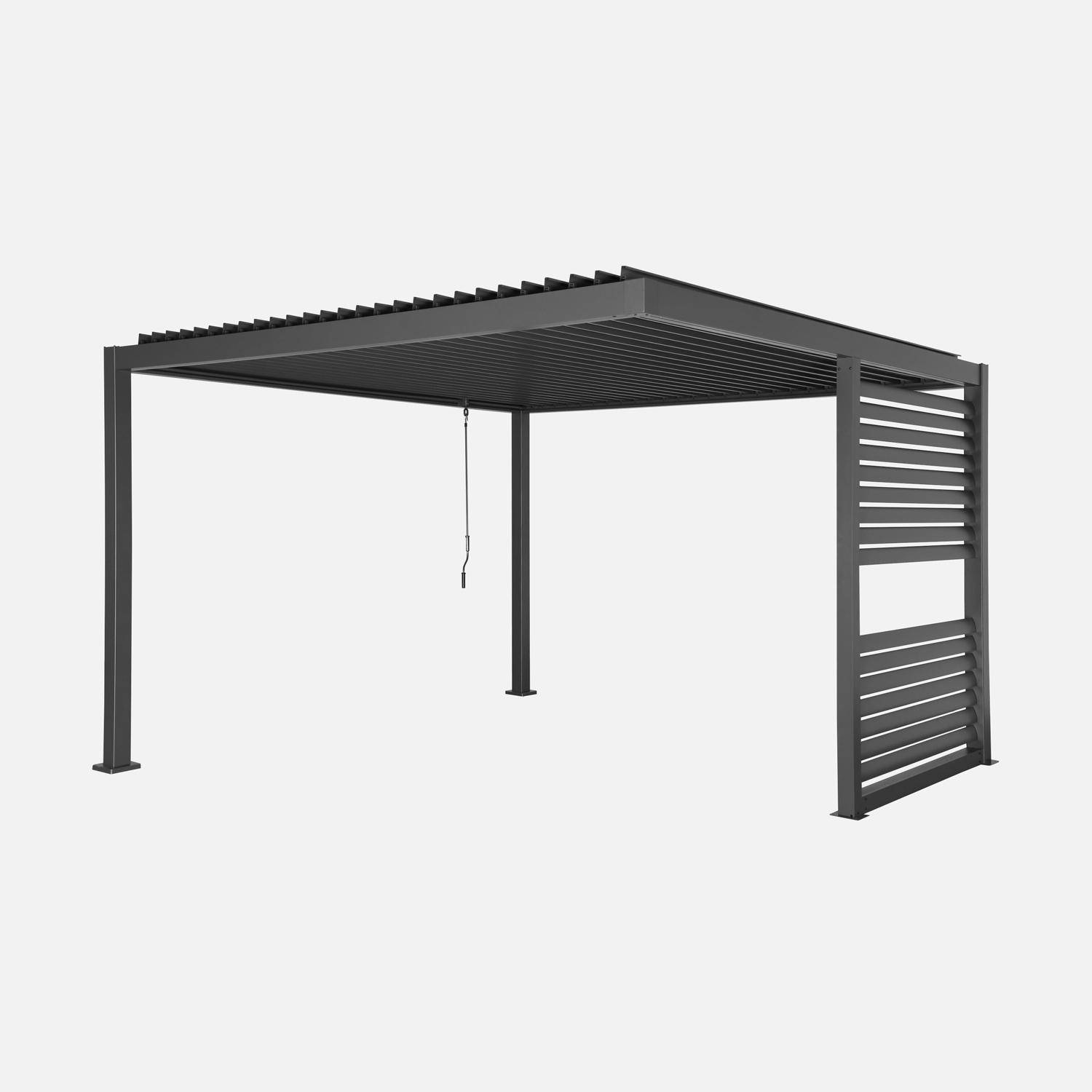 Palace Deluxe 3,5x3,5m - Pérgola bioclimática de aluminio y acero con lamas orientables y persiana integrada, 3,5x3,5m