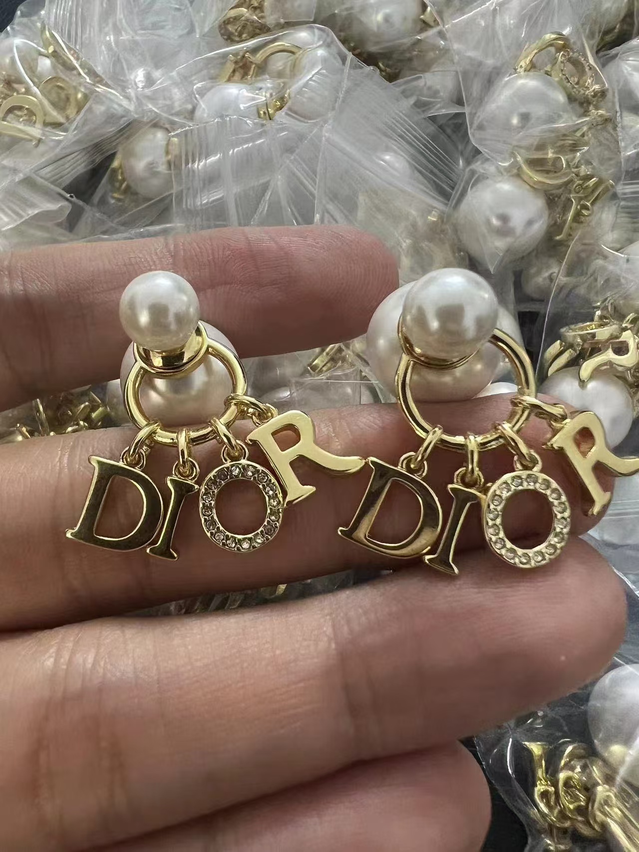 Dior Letter Pearl Earrings - Original Replica Club