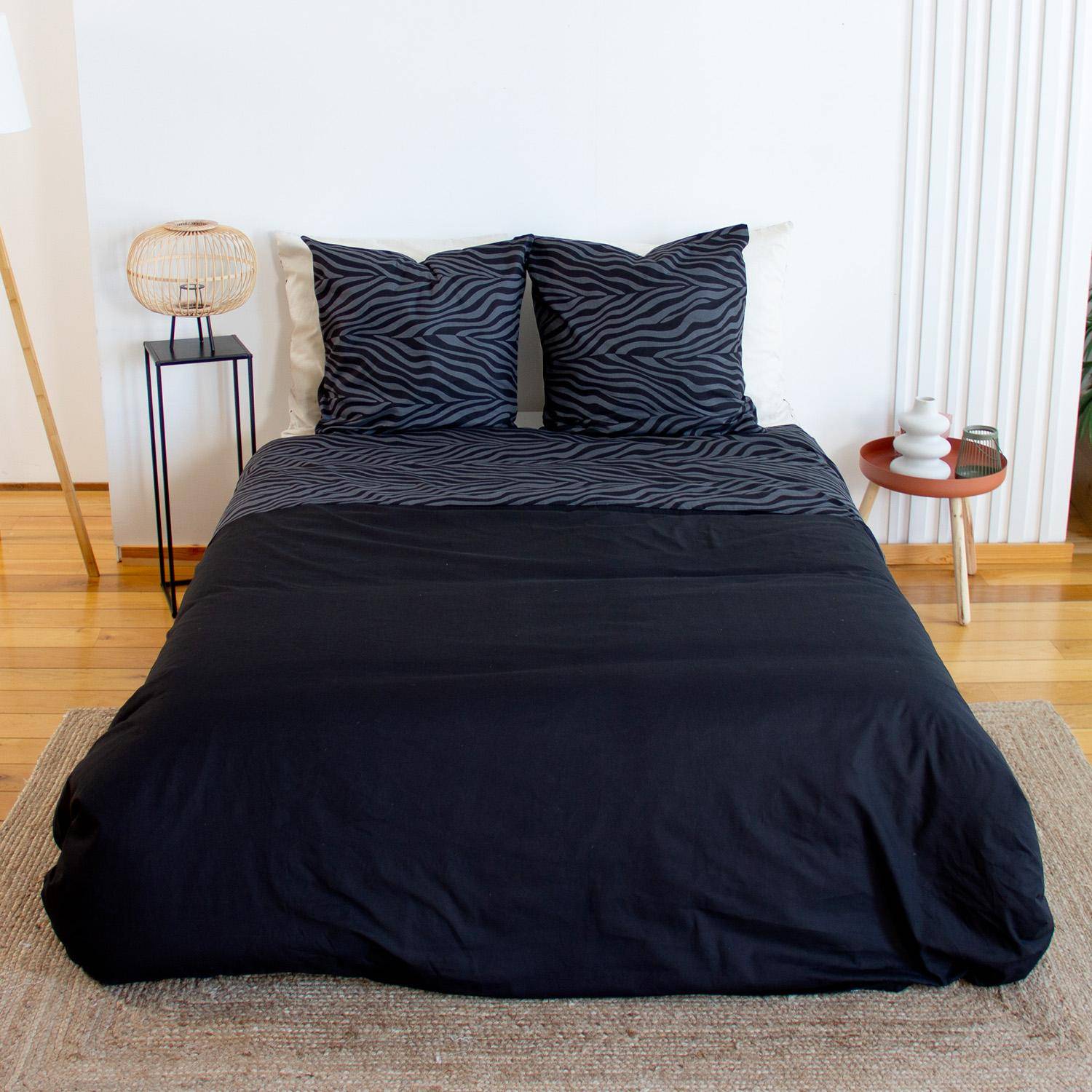 Zebra - Ropa de cama de poliéster reversible estampado cebra, 2 plazas