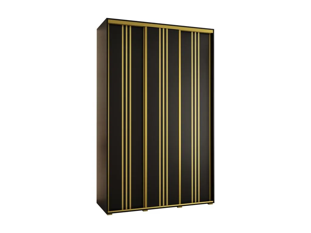 ARMARIO Alkihogares 6 DE PUERTAS CORREDERAS 235.2/150/60 3 puertas (Negro/Negro/Oro)