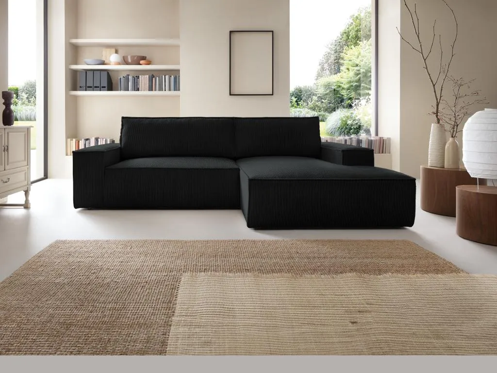 Sofá rinconera derecho de pana negro Luxmbls XXAN59452