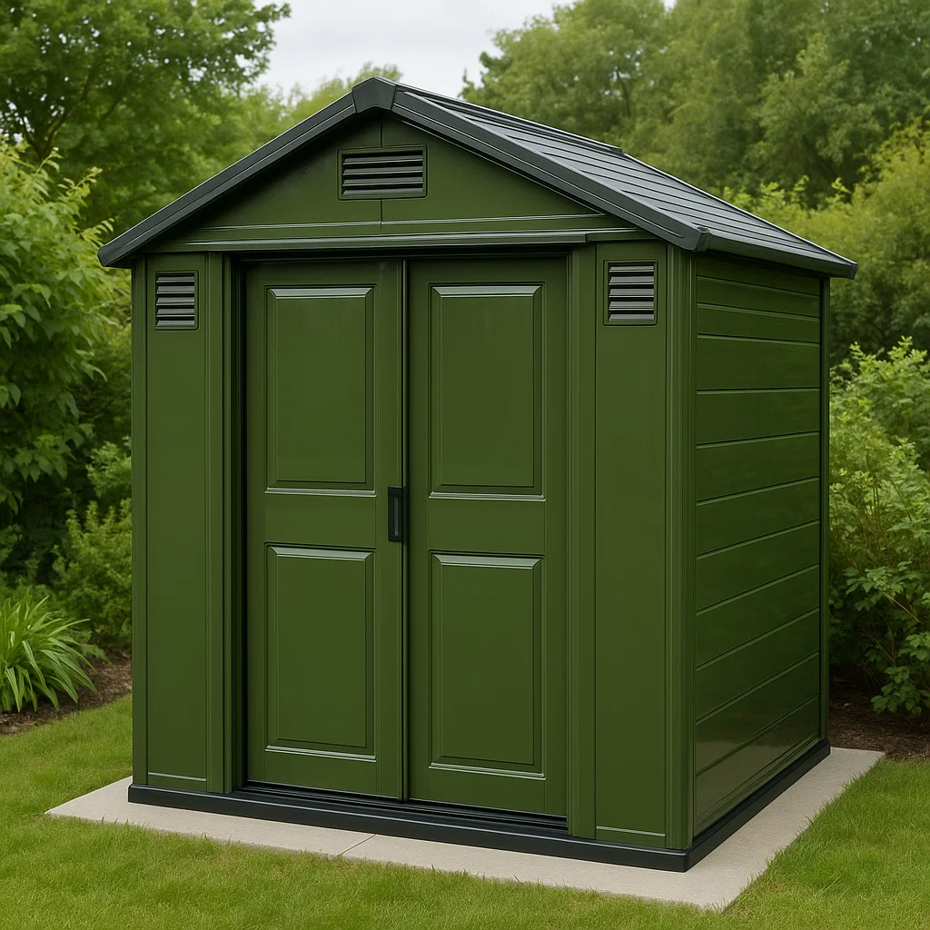 Caseta de Jardín Verde Oscuro, Metal para Jardín Exterior, 213×187×235 cm LzDaPfV196fS